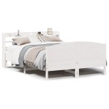 Cumpara ieftin Cadru de pat fara saltea, alb, 135x190 cm, lemn masiv de pin
