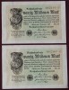 Germania 2 x 20.000.000 20 milionen MARK 1923 serii consecutive 168 169 **