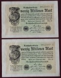Germania 2 x 20.000.000 20 milionen MARK 1923 serii consecutive 168 169 **