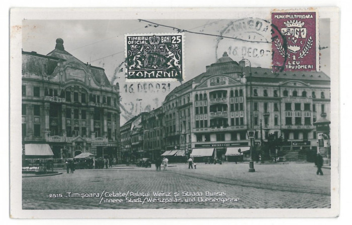 4526 - TIMISOARA, Market - old postcard - used, SPECIAL VIGNETTE - 1931 - TCV