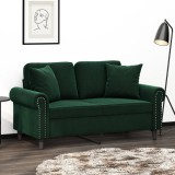 Cumpara ieftin Perne decorative, 2 buc., verde &icirc;nchis, 40x40 cm, catifea
