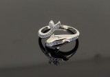 Cumpara ieftin Inel din Argint 925 Deep Sea Dolphin , Design 3D cu Cristale Albastre