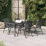 vidaXL Set de servit masa pentru grădină, 5 piese, gri și negru
