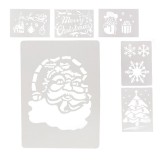 Set 6 Sabloane Spray Zapada Craciun, 44x29cm, Decoratiuni Sticla Lemn, Refolosibile, Modele Festive