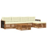 vidaXL Set de canapele de exterior cu pernă 6 pcs Natural și Crem 3383263