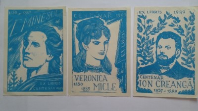 Trei EX LIBRIS - Mihai Eminescu, Veronica Micle și Ion Creangă foto
