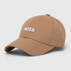 BOSS șapcă de baseball din bumbac culoarea bej, cu imprimeu 50495121
