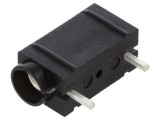 Soclu Banană 4mm Negru Argintat cu Izolație PCB, DELTRON