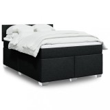 VidaXL Pat box spring cu saltea, negru, 140x190 cm, textil