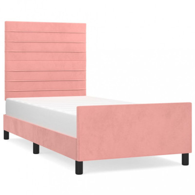 Cadru de pat cu tăblie, roz, 80x200 cm, catifea foto