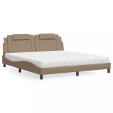 VidaXL Pat cu saltea, cappuccino, 180x200cm piele ecologică
