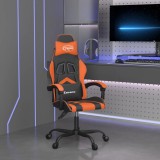 Scaun de gaming pivotant, negru și portocaliu, piele ecologică