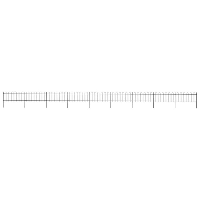 vidaXL Gard de grădină cu v&acirc;rf curbat, negru, 15,3 x 0,8 m, oțel
