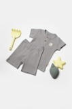 Cumpara ieftin Set tricou cu pantaloni Bamboo, gri, BabyCosy, 50%bumbac+50% bambus (Marime: 18-24 Luni)