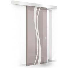 Usa culisanta Boss &reg; model Play alb, 80x215 cm, sticla bronz 8 mm, glisanta in ambele directii