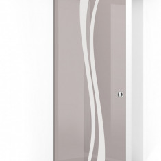 Usa culisanta Boss ® model Play alb, 60x215 cm, sticla bronz 8 mm, glisanta in ambele directii