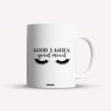Cana alba personalizata Good lashes, good mood, INOVATIX&reg;. 330ml, Oem