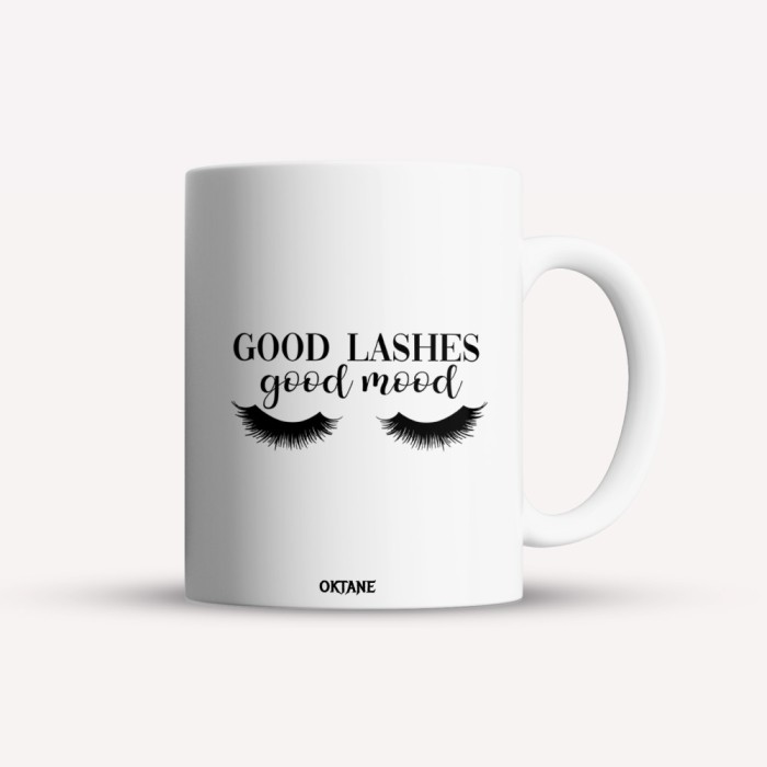 Cana alba personalizata Good lashes, good mood, INOVATIX&reg;. 330ml