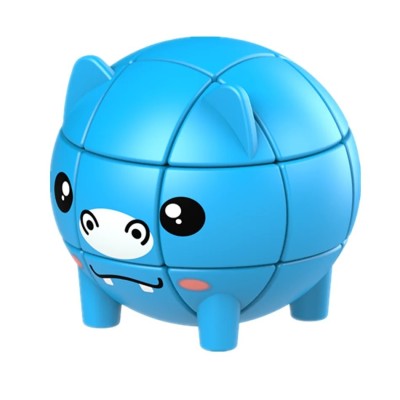 Animalutz Magic Cube Jucarie Puzzle 3D Cub Magic Rotativ Educativ tip Rubik - Hipopotam foto