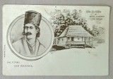 PORTRETUL LUI TUDOR VLADIMIRESCU SI CASA ACESTUIA DIN SATUL VLADIMIR , JUD. GORJ , GRAFICA , CARTE POSTALA , CLASICA