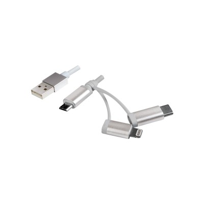 CABLU alimentare si date LOGILINK, telefon, 3 + 1, USB 2.0 (T) la Lightning (T) + Micro-USB 2.0 (T) + USB 2.0 Type-C (T), 1m, argintiu, &amp;quot;CU0126&amp;quot; (timb foto