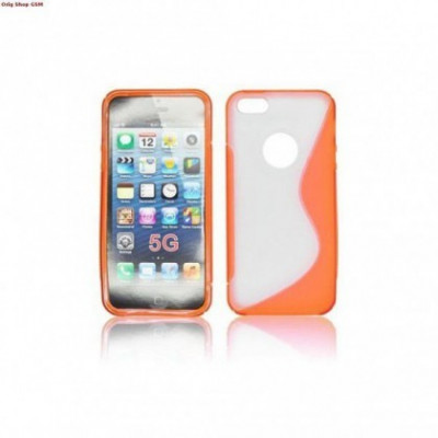 Husa silicon S-line Apple iPhone 5 orange/transparent foto