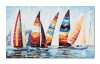 Tablou pictat manual, Cursa veliere, 100x60cm ulei pe panza in cutit efect 3D, Spectaculos