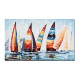 Tablou pictat manual, Cursa veliere, 100x60cm ulei pe panza in cutit efect 3D, Spectaculos