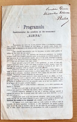 F793-I-Program vechi ALBINA cu proprietarii Fondului si dedicatie personala 1900 foto