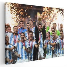 Tablou afis Lionel Messi cu echipa Qatar 2022 Tablou canvas pe panza CU RAMA 20x30 cm