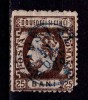 ✅ RO 1872 ,LP 37 ,&quot;Carol I cu barba- dant.&quot;,25 B sepia , defecte dantelura/colt ,stampilat BOTOSANI