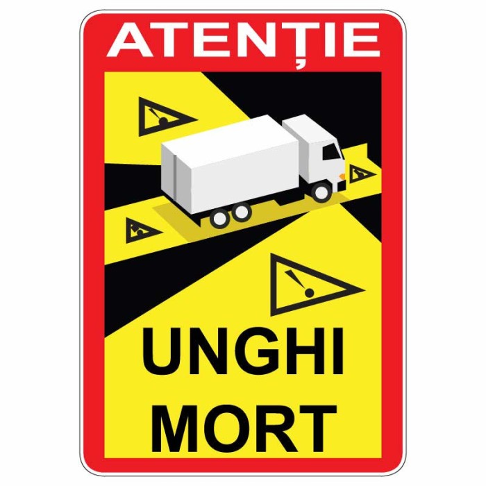 Sticker , zAtentie Unghi Mort, , Autocolant Avertizare Vizibil pentru Masina