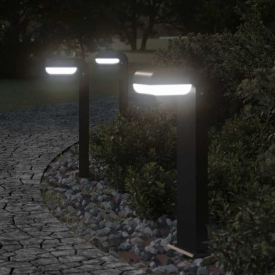 vidaXL Lămpi exterioare de podea 3 buc. negru 50 cm aluminiu turnat foto