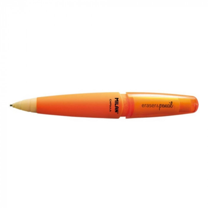 Creion Mecanic MILAN Fluo, Mina de 1.3 mm, Radiera Inclusa, Corp din Plastic Portocaliu Fluorescent, Creioane Mecanice, Creion Mecanic cu Mina, Creioa