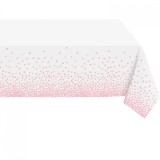 Fata de masa, flippy, din peva, imprimeu buline, 137 x 274 cm, impermeabila, fara pete, curatare rapida, roz gold