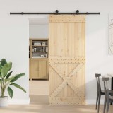vidaXL Ușă glisantă NARVIK Natural și Negru 95 x 210 cm (213,5 cm) 3445369