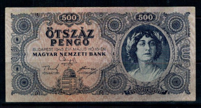 Ungaria 1945 - 500 pengo, circulata foto