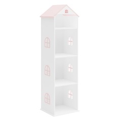 Biblioteca camera copii mdf alb roz Casuta 42x35x140 cm