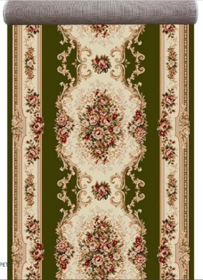 Traversa Festonata Surfilata, Model Lotos 574-310, Inaltime Fir 8 mm, Latime 0.8m, Marime 80 x 200 cm, Crem, Verde, Antialergic, Polipropilena, Living foto