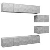 Cumpara ieftin Set de dulapuri TV, 6 piese, gri beton, lemn prelucrat