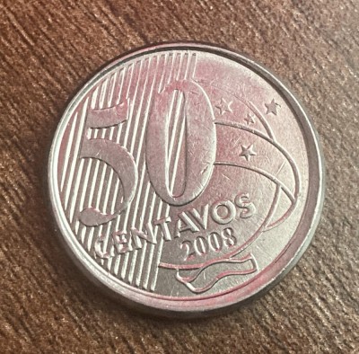C50 - Moneda foarte veche - Brazilia - 50 centavos - 2008 foto