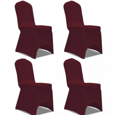 Husă de scaun elastică, 4 buc., roșu bordo
