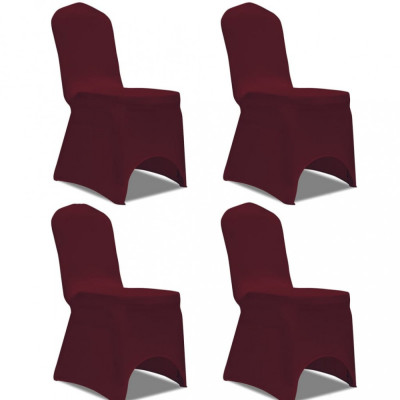 Husă de scaun elastică, 4 buc., roșu bordo foto