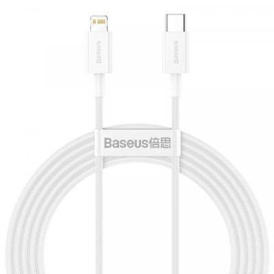 Cablu Date si Incarcare USB-C - Lightning Baseus Superior Series, 20W, 2m, Alb CATLYS-C02 foto
