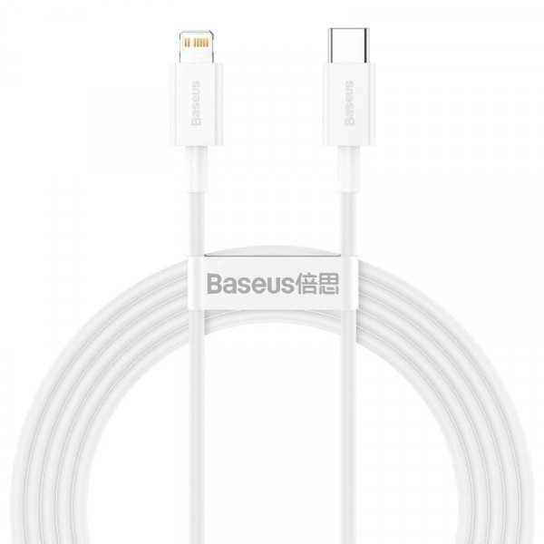 Cablu Date si Incarcare USB-C - Lightning Baseus Superior Series, 20W, 2m, Alb CATLYS-C02