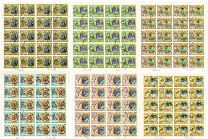 IMPERIUL CENTRAFRICAN 1978 - Transporturi si telecomunicatii/ 6 coli complete - 20 serii (7 imagini)