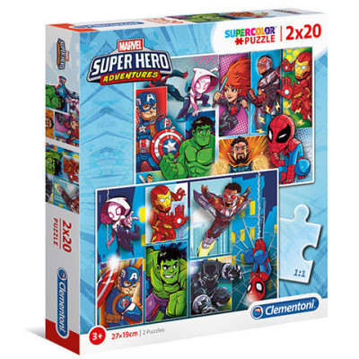 Puzzle Super Hero Adventures Clementoni 2x20 piese foto