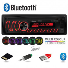 Radio MP3 Player Auto 1DIN cu Bluetooth, Iluminat LED Multicolor, Microfon Extern Inclus, Putere 4x45W, FM/USB/LED/Card MicroSD/AUX foto