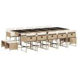 Cumpara ieftin Set mobilier de gradina cu perne, 15 piese, bej, poliratan