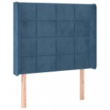 Cumpara ieftin Tablie pat cu aripioare albastru inchis 93x16x118/128cm catifea